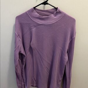 Stussy Lilac Waffle Mock-Neck Long Sleeve Top